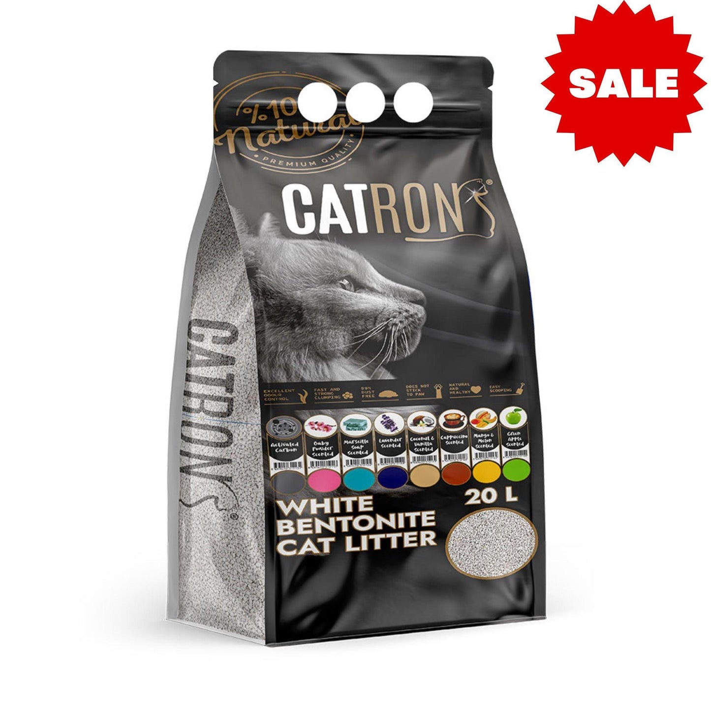 CATRON חול מתגבש לחתול עם פחם פעיל קרבון מבצע 20 ליטר