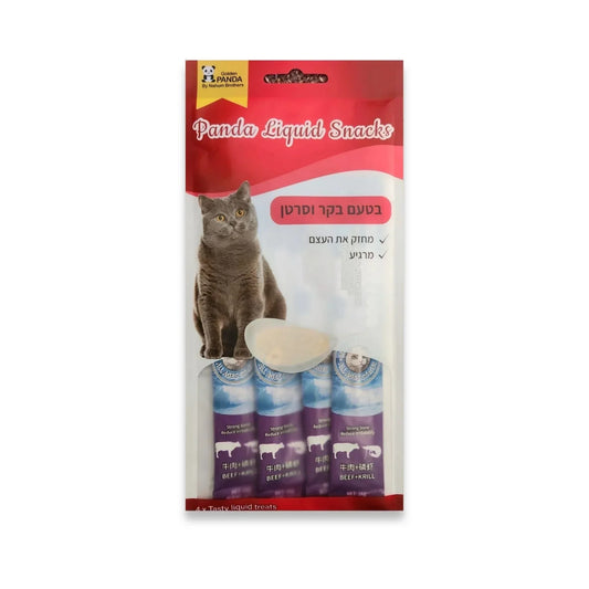 Golden Panda חטיף שלוקים לחתולים בטעם בקר וסרטן 60 גרם גולדן פנדה