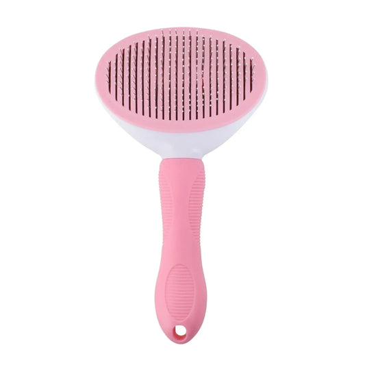 מברשת מסרק לחתולים וכלבים עם לחצן ניקוי עצמי ורוד