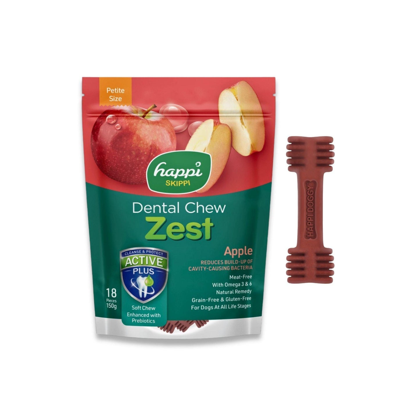 Happi Doggy - Лакомство для зубов Happi Doggy яблоко для маленьких собак 18 шт 150 г
