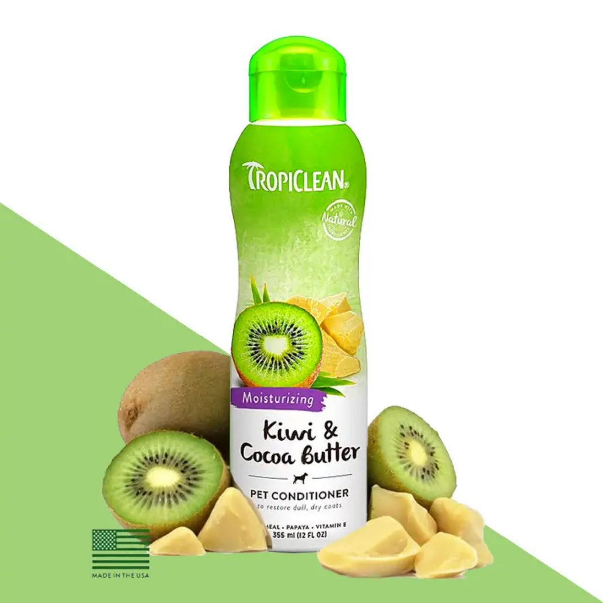TropiClean טרופיקלין מרכך לכלבים וחתולים קיווי וחמאת קקאו 355 מ״ל