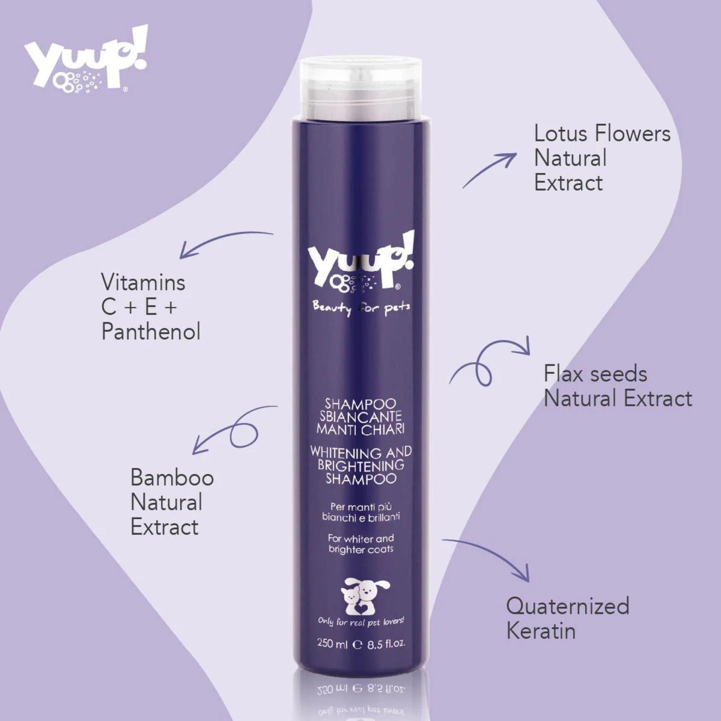 YUUP Шампунь для собак и кошек от белой шерсти 250 мл