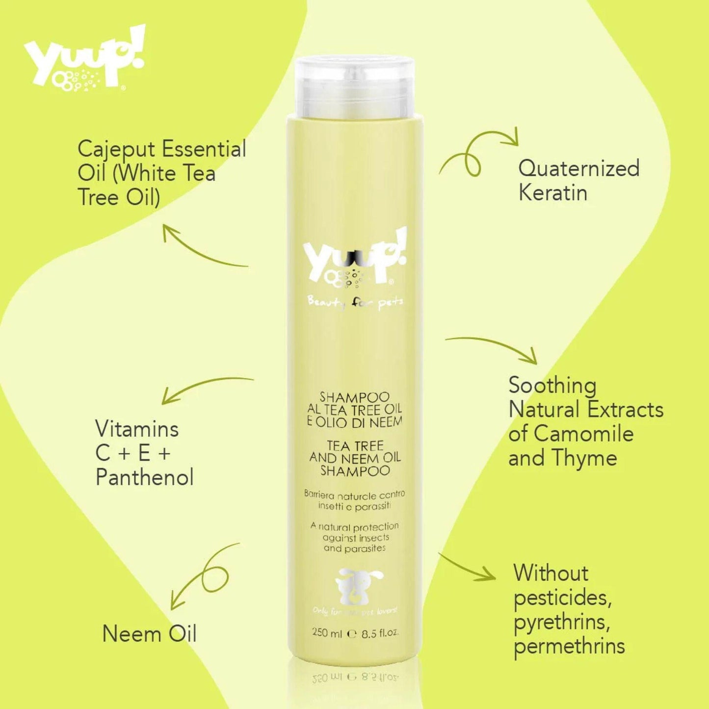 YUUP Шампунь для собак и кошек от блох и клещей 250 мл