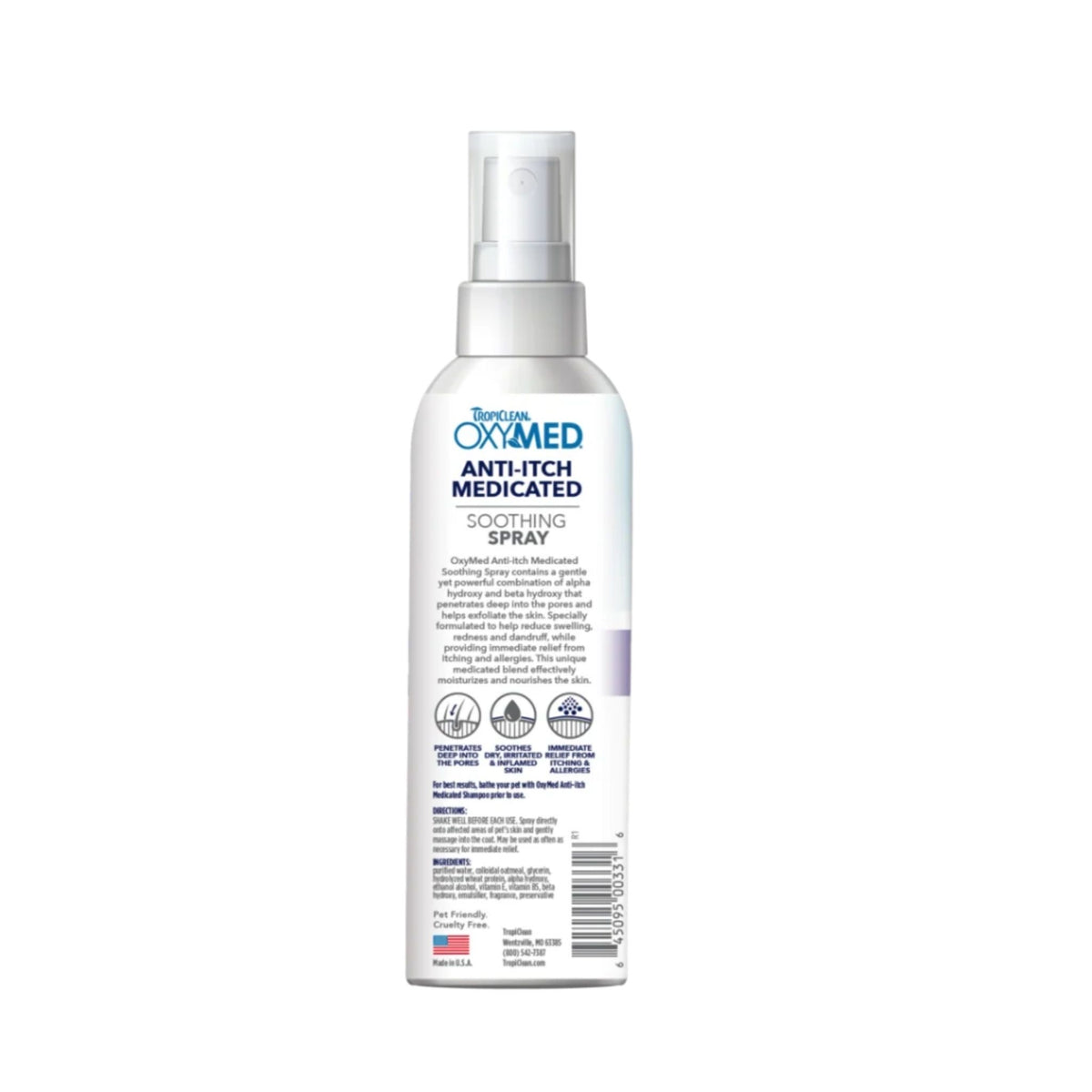 TropiClean OxyMed טרופיקלין אוקסימד תרסיס להרגעת גירויים וגרד לכלבים וחתולים 236 מ״ל