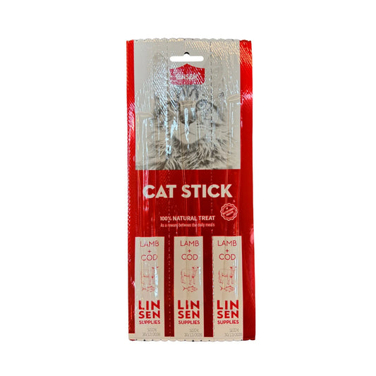 LINSEN חטיף סטיקס יבש לחתולים בטעם טלה ודג קוד 3 מקלות