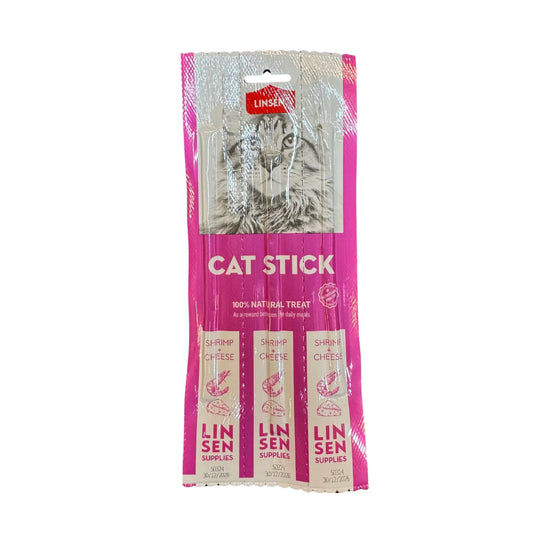 LINSEN חטיף סטיקס יבש לחתולים בטעם שרימפס וגבינה 3 מקלות