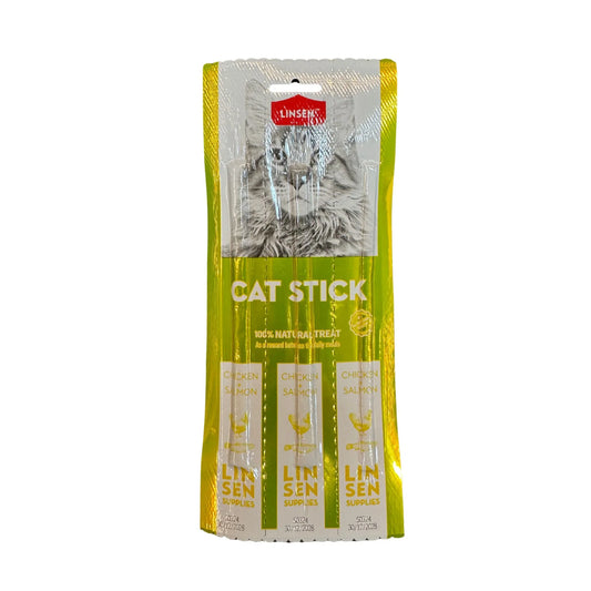 LINSEN חטיף סטיקס יבש לחתולים בטעם עוף וסלמון 3 מקלות
