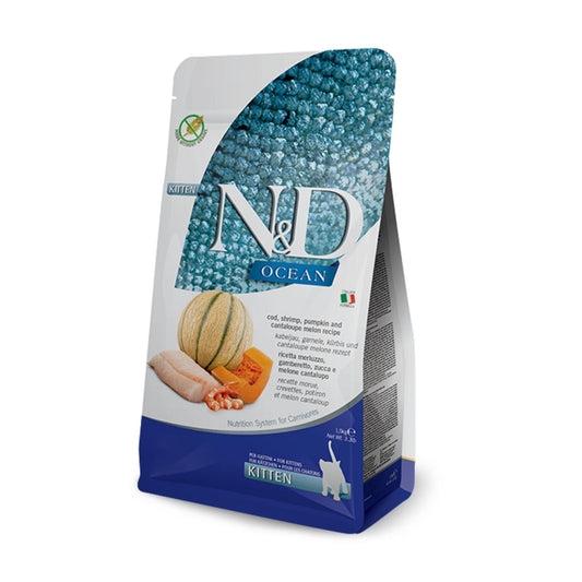 N&D נטורל אנד דלישס אוכל לגורי חתולים ללא דגנים דג קוד עם שרימפס ודלעת 5 ק״ג