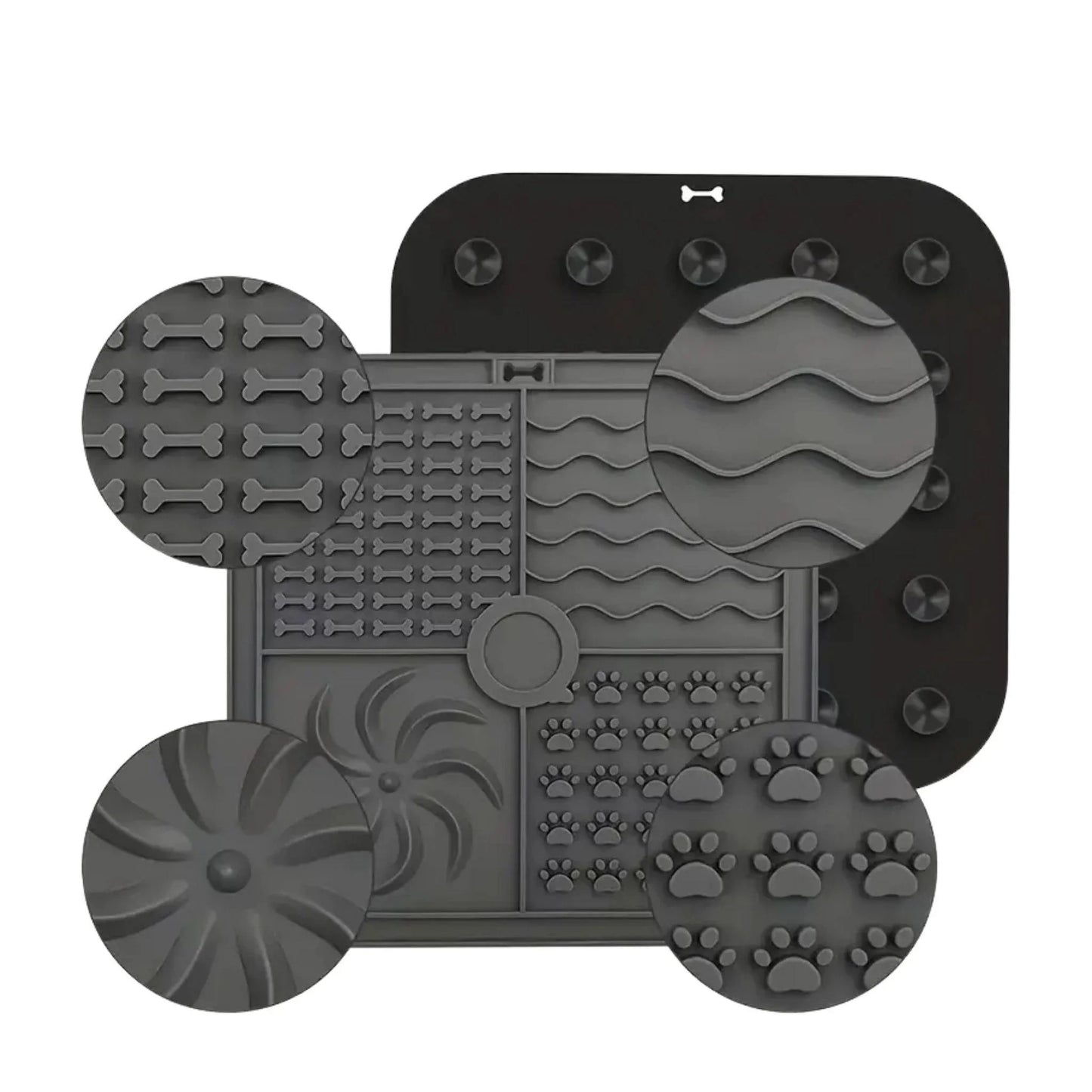 משטח ליקוק לכלבים להאכלה איטית לכלבים נגד החלקה צבע אפור