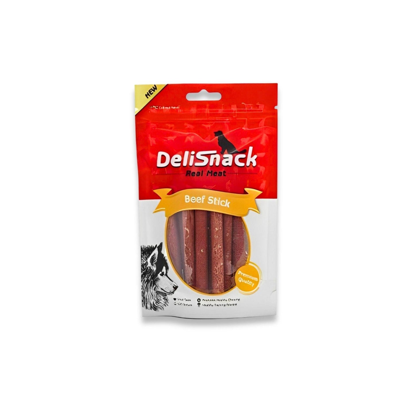 DeliSnack דליסנק חטיף לכלב רצועות בקר 80 גרם