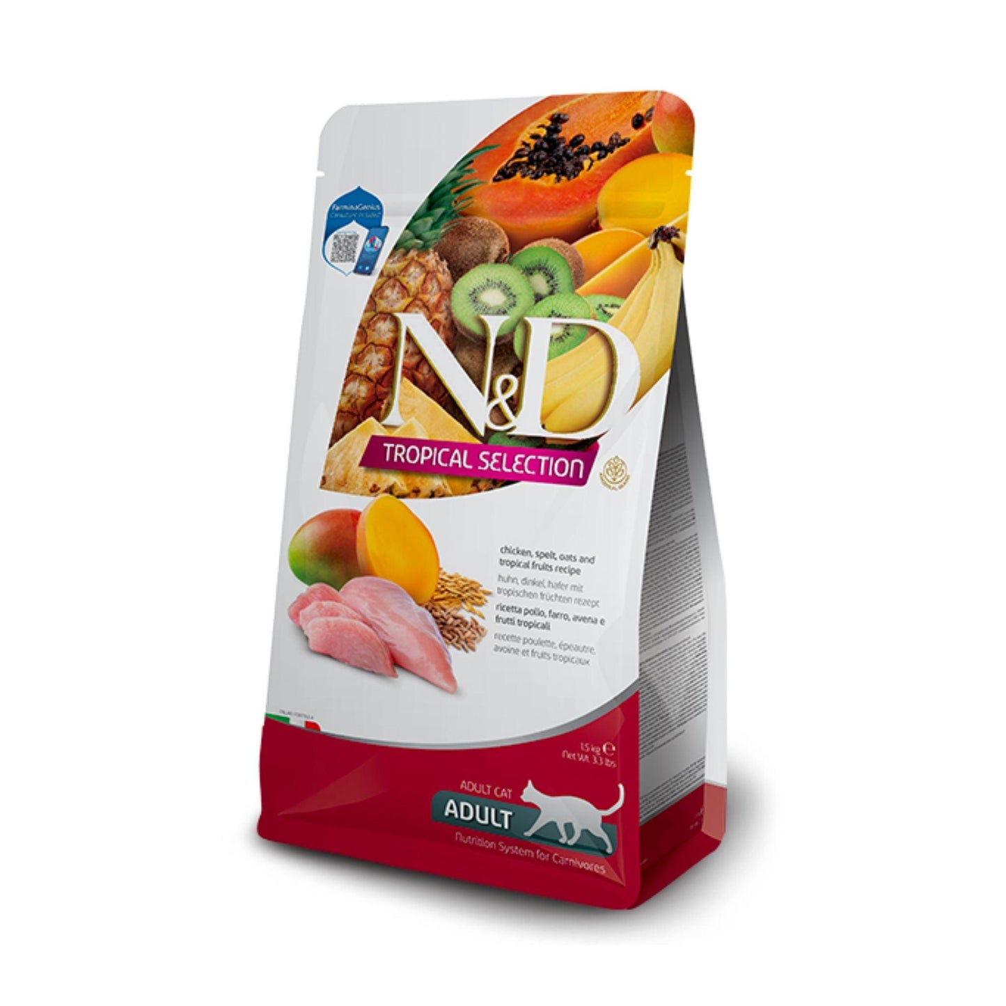 N&D נטורל אנד דלישס אוכל לחתולים בוגרים טרופיקל עוף 1.5 ק”ג