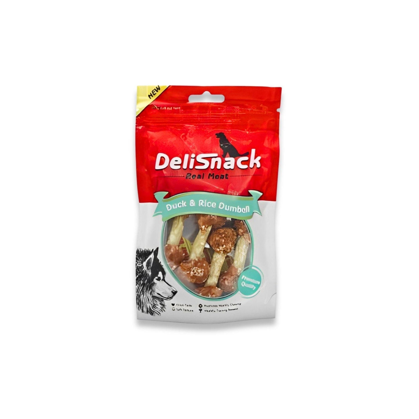 DeliSnack דליסנק חטיף לכלב עצם מצופה ברווז 80 גרם