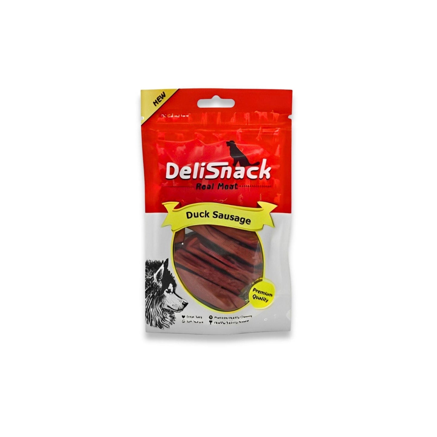 DeliSnack דליסנק חטיף לכלב נקניקיות ברווז 80 גרם