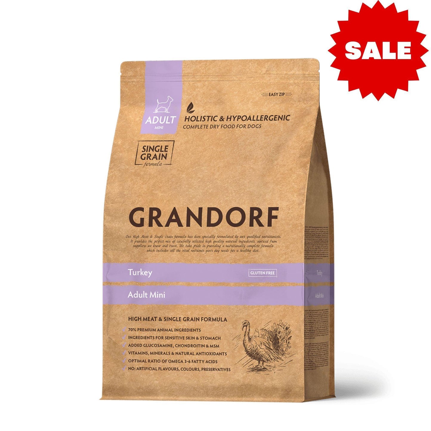 GRANDORF Turkey Mini Grandorf Turkey Mini for adult small breed dogs 3 kg hypoallergenic