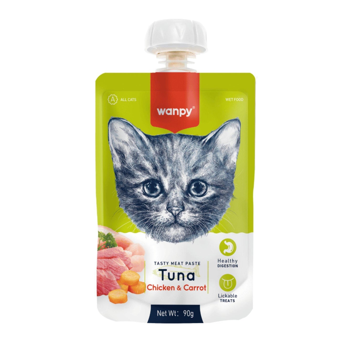 Wanpy וונפי מוס חטיף נוזלי לחתול טונה עוף וגזר 90 גרם