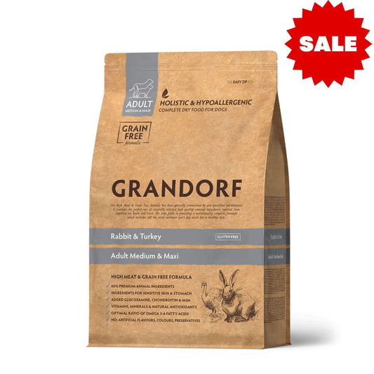 GRANDORF Rabbit Grain Free גרנדורף ארנבת לכלבים בוגרים 3 ק״ג ללא דגנים היפואלרגני