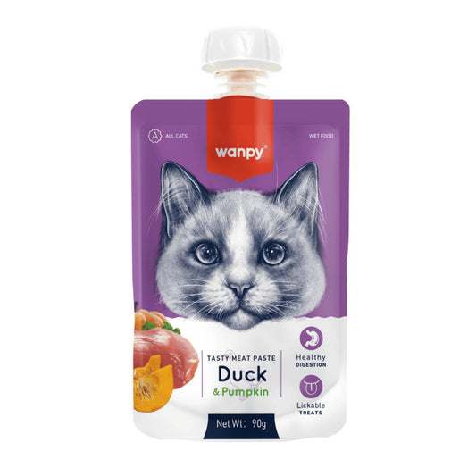 Wanpy וונפי מוס לחתולים ברווז דלעת ודג 90 גרם