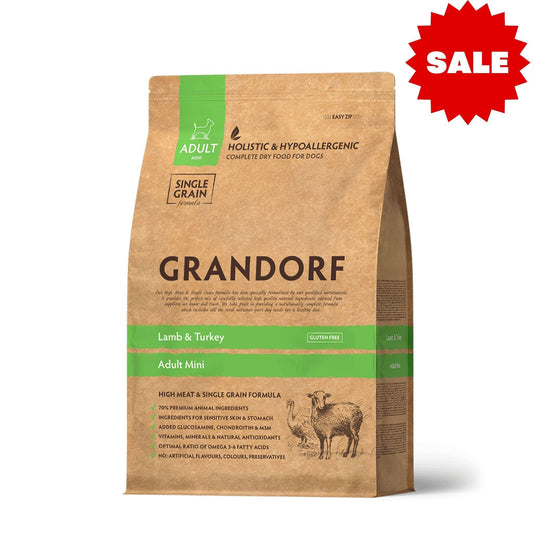 GRANDORF Lamb Mini גרנדורף מיני כבש והודו לכלבים בוגרים 3 ק״ג היפואלרגני