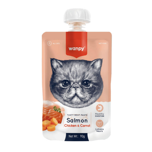 Wanpy וונפי מוס חטיף נוזלי לחתול סלמון עוף וגזר 90 גרם