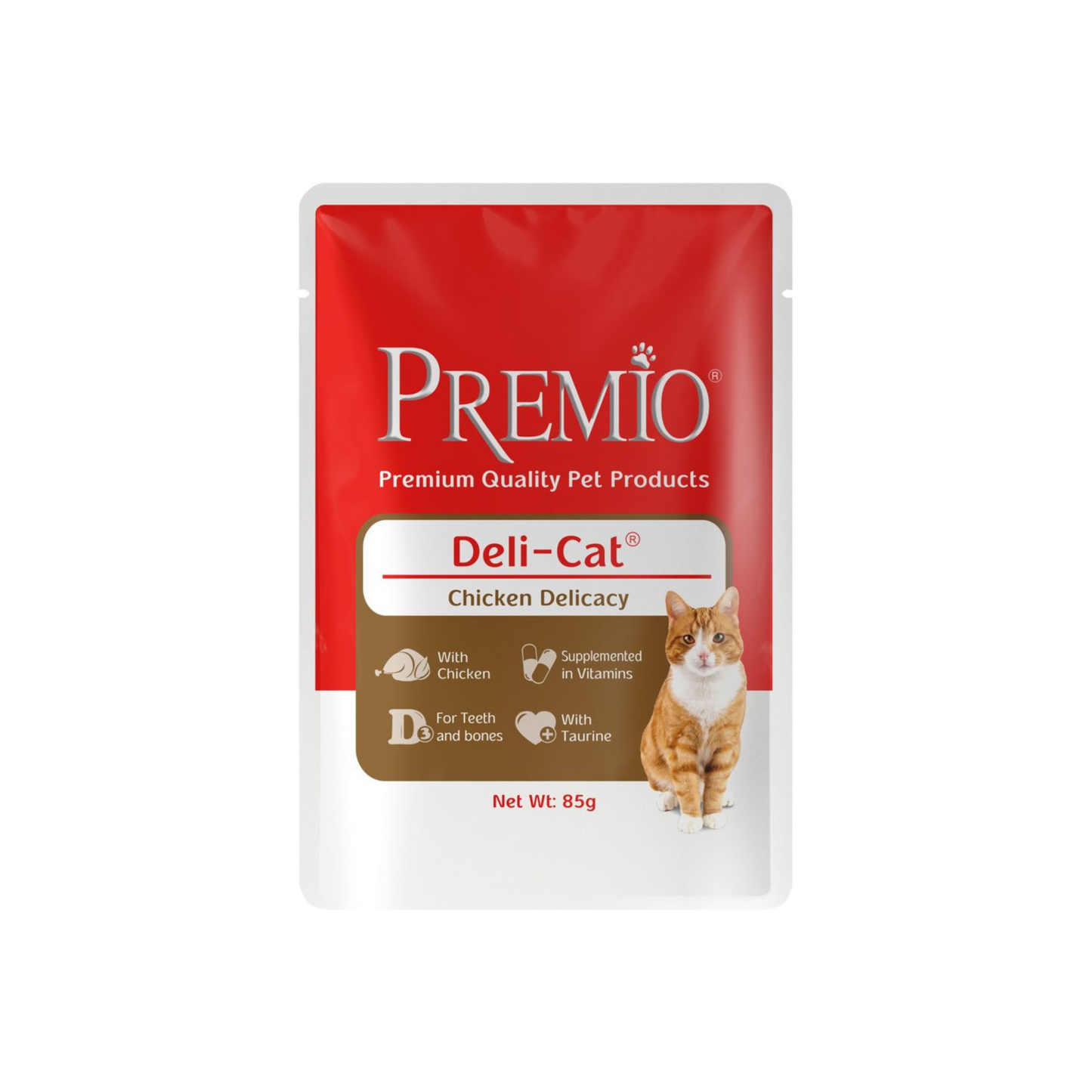 Premio פרמיו פאוץ׳ מזון רטוב לחתולים בוגרים עם עוף בג׳לי 85 גרם