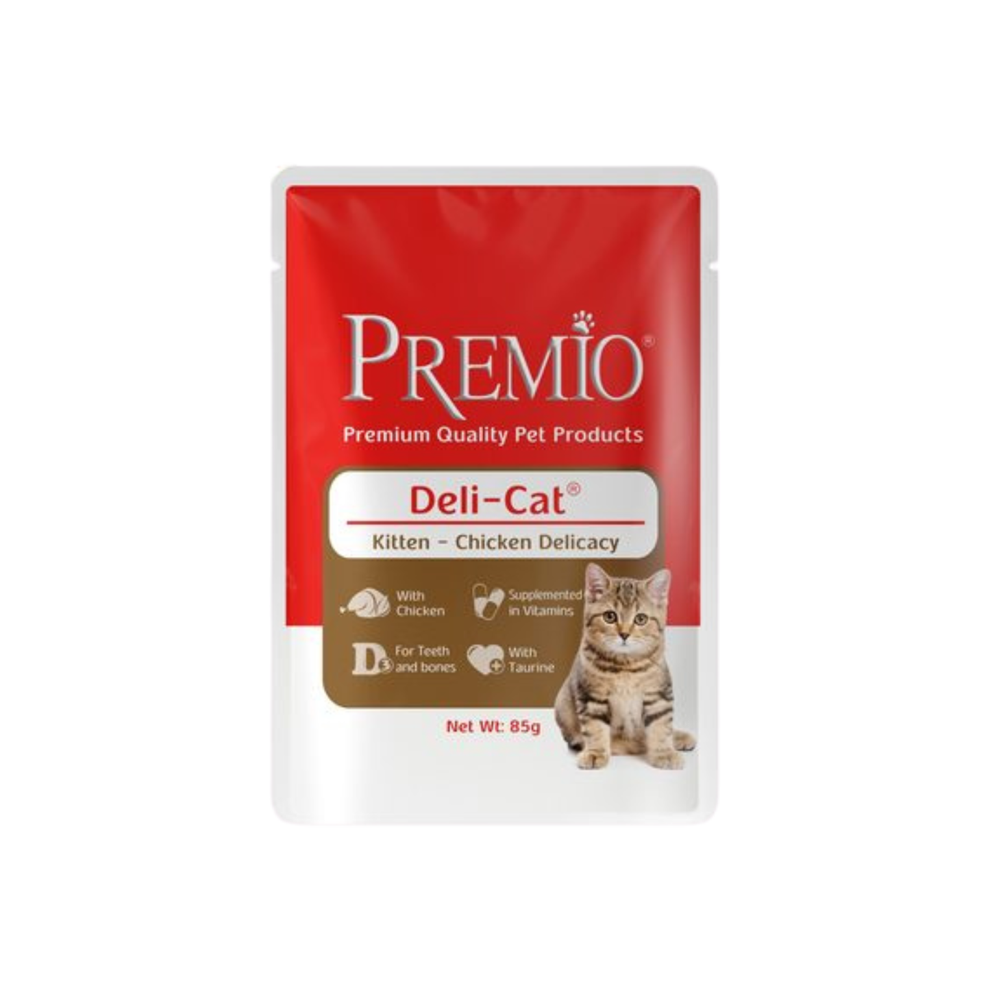 Premio פרמיו פאוץ׳ מזון רטוב לגורי חתולים עם עוף בג׳לי 85 גרם