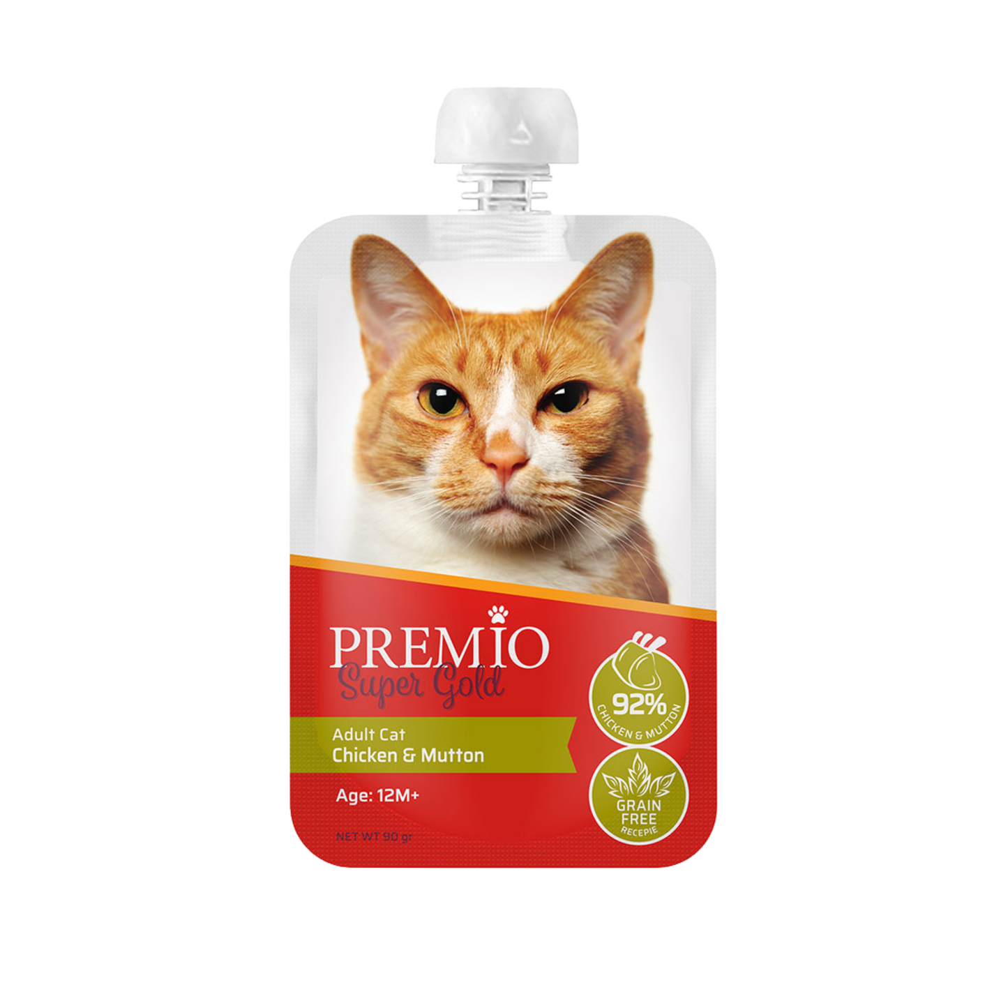 Premio פרמיו מחית עוף וכבש לחתולים בוגרים 90 גרם
