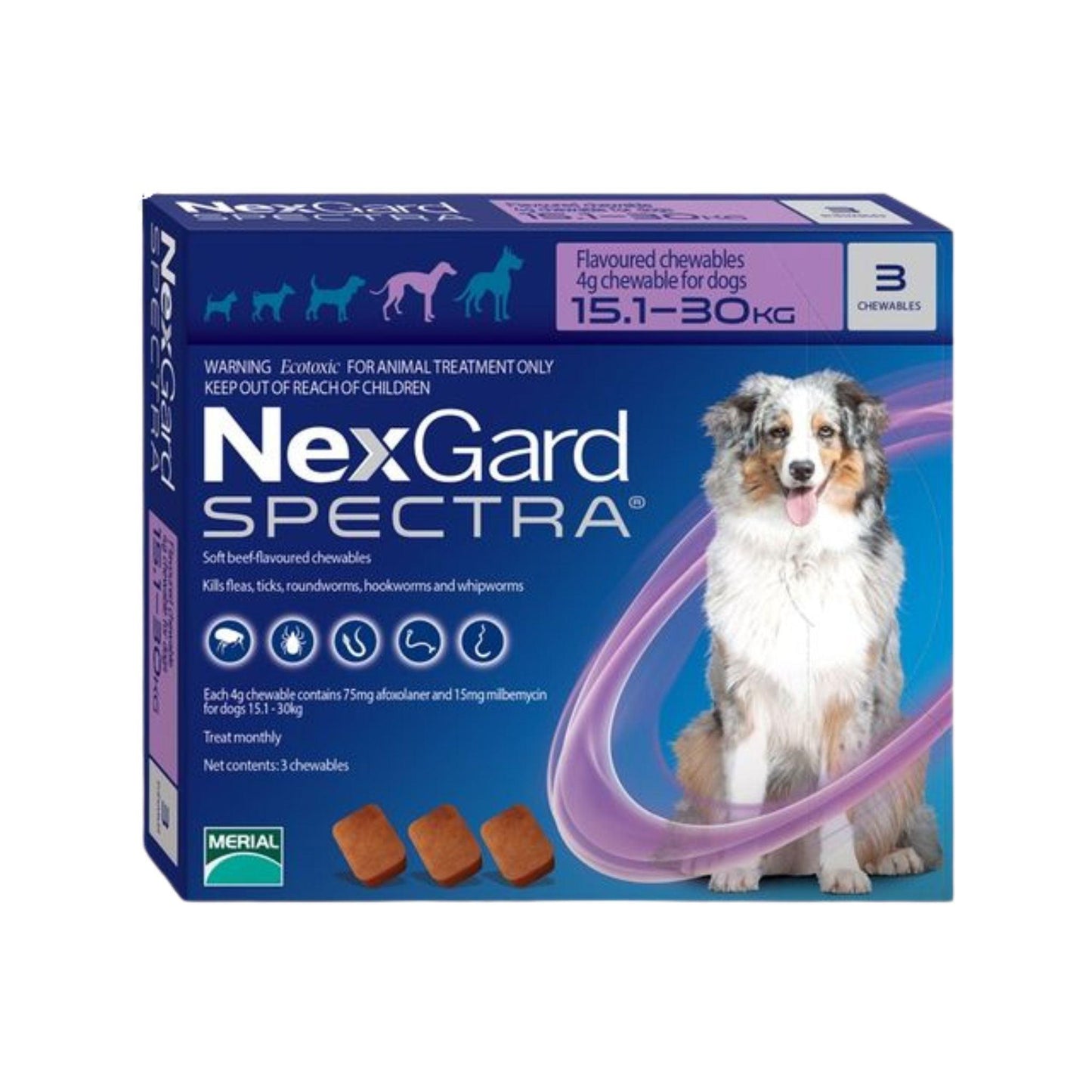 NexGard SPECTRA for medium or large dogs weighing 15-30 kg