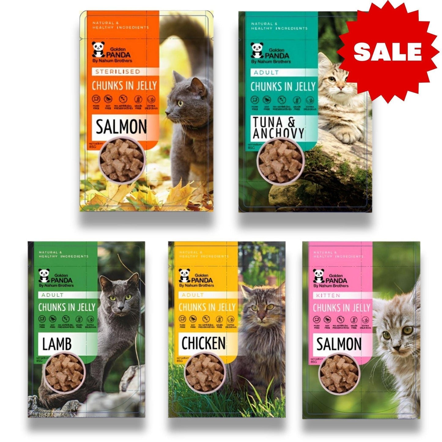 GOLDEN PANDA גולדן פנדה פאוץ' ברוטב ג'לי לחתולים 85 גרם מבצע 40 ב ₪115