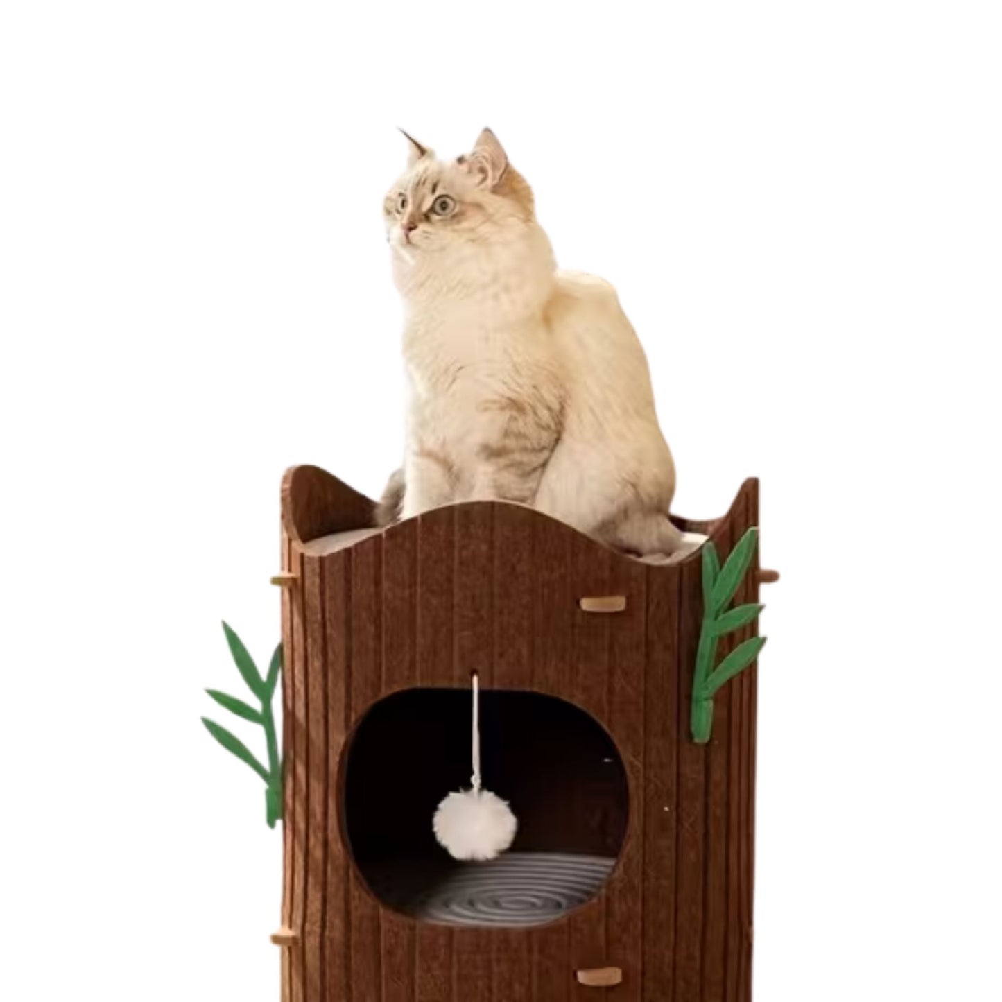 Hoofie בית לחתולים עם אזורי טיפוס ומסתור בעיצוב עץ