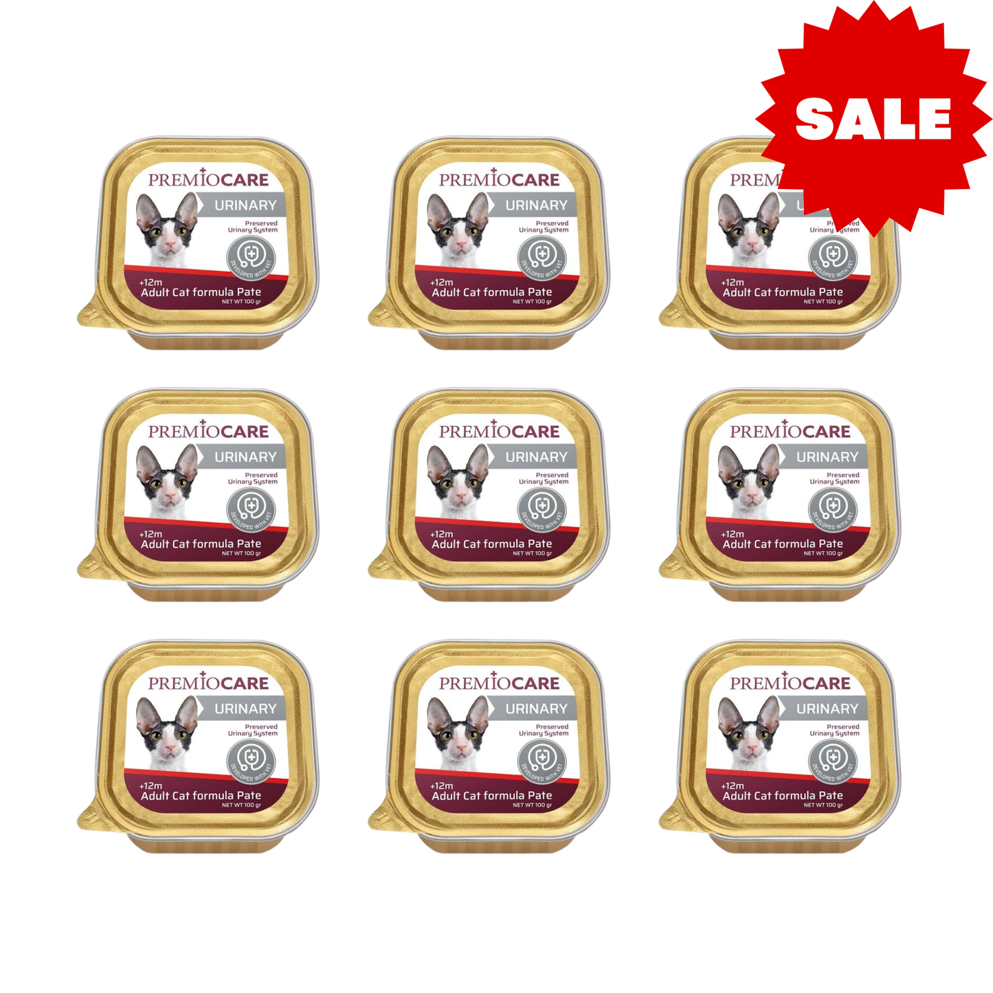 Premio Care מבצע 32 יחידות פרמיו קייר מזון רטוב רפואי לחתולים בוגרים יורינרי 100 גרם