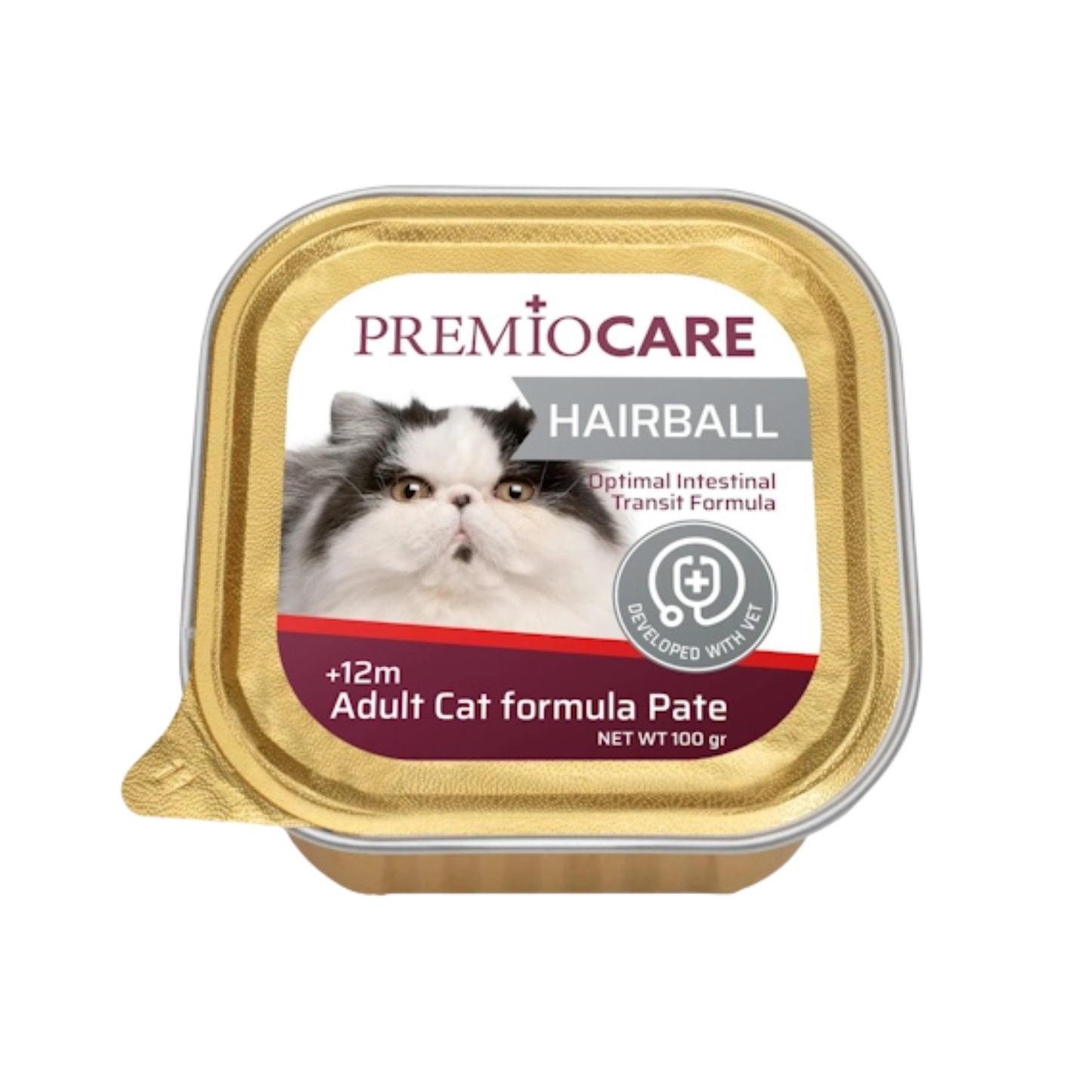 Premio Care פרמיו קייר מזון רטוב לחתולים בוגרים למניעת כדורי פרווה היירבול פטה 100 גרם