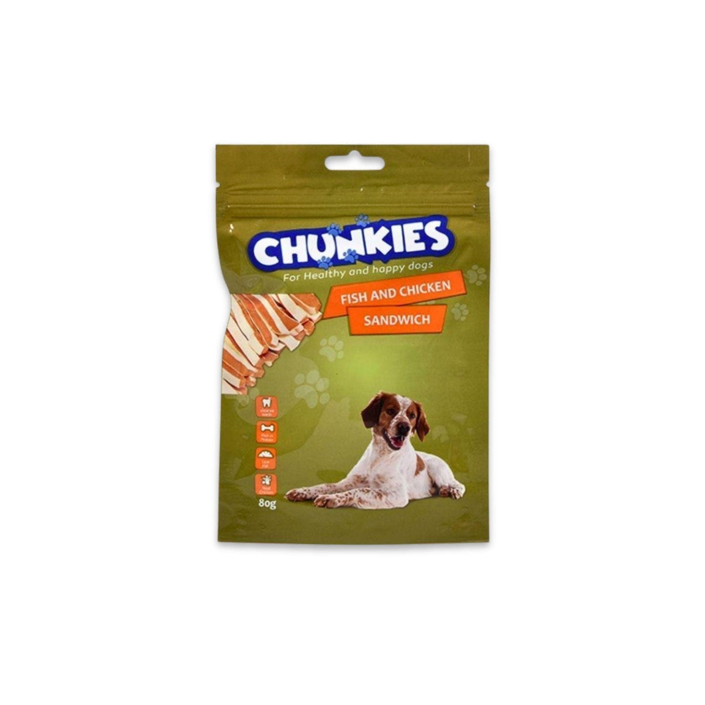 Chunkies - Chunkies Рыба и курица сэндвич закуска для собак 80 грамм