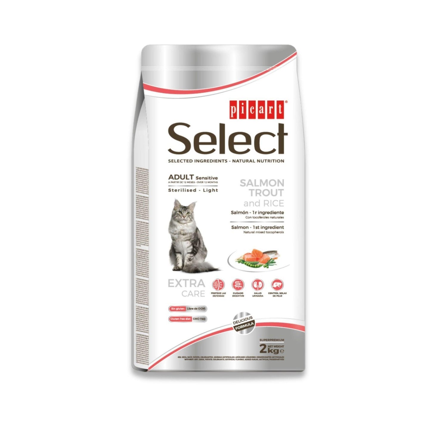 Select - סלקט מזון לחתול בוגר מסורס/מעוקר בטעם סלמון 8 ק"ג