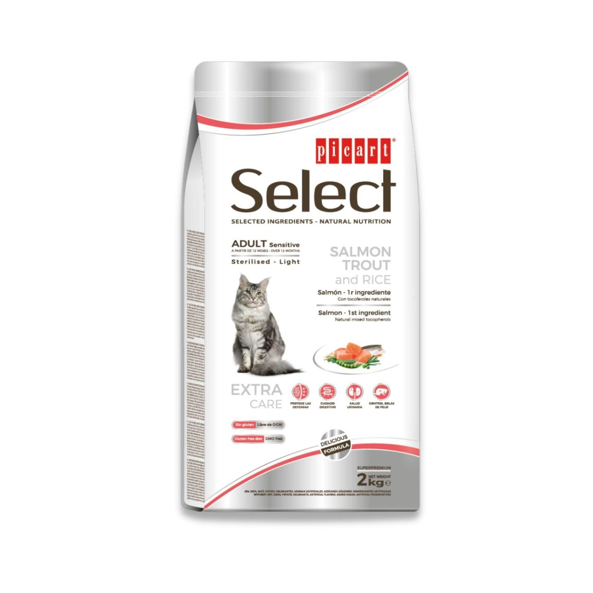 Select - סלקט מזון לחתול בוגר מסורס/מעוקר בטעם סלמון 8 ק"ג