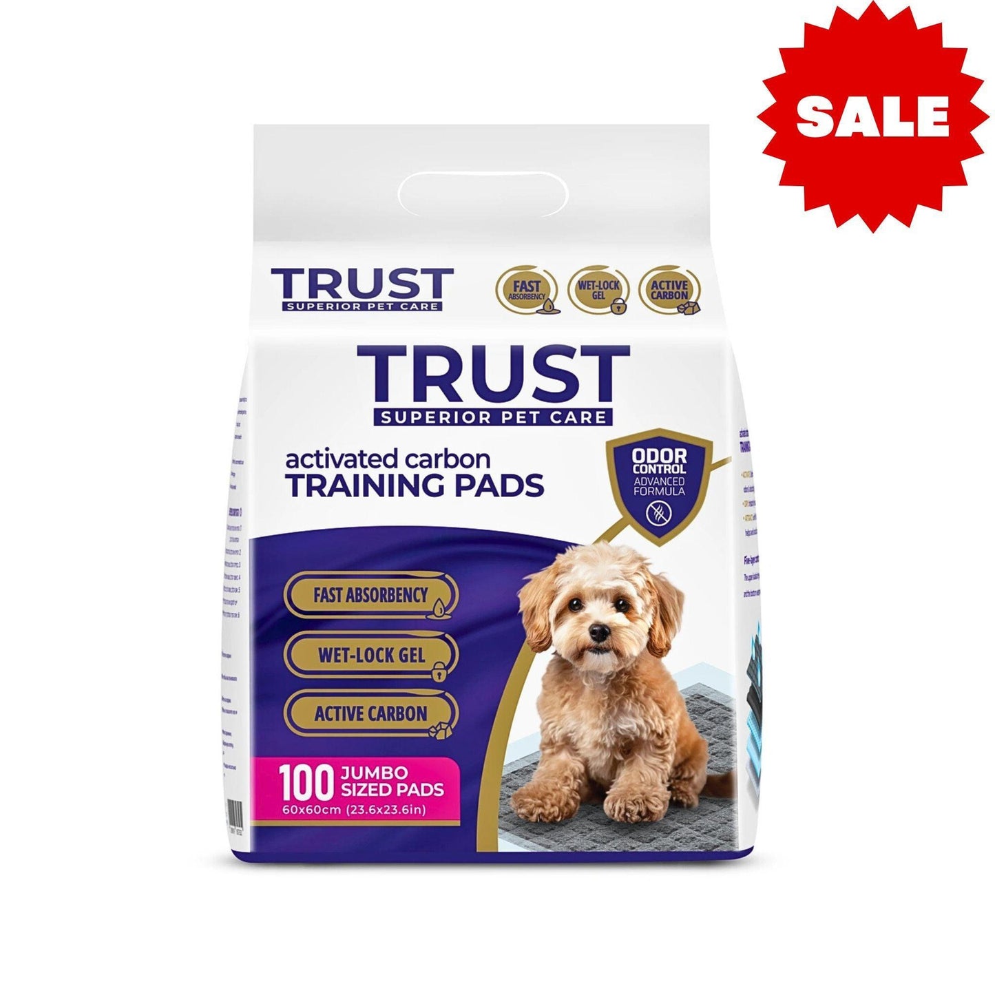 TRUST - פדים לאימון גורים עם פחם קרבון פעיל 100 יחידות