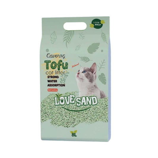 LOVE SAND Tofu חול טופו מתגבש לחתולים תה ירוק 8 ליטר