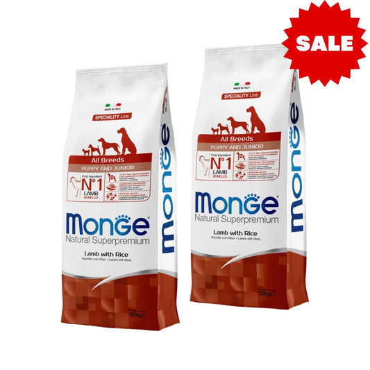MONGE - Puppy and Junior Lamb מונג 2 שקי כבש גורים 12 ק"ג