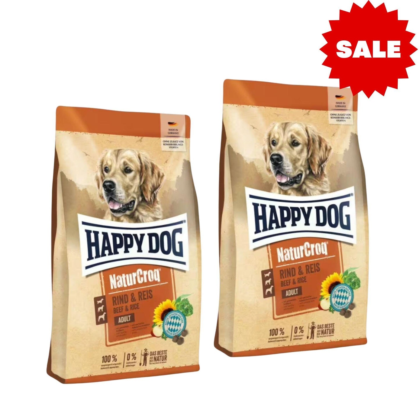 Happy Dog - NaturCroq Beef הפי דוג לכלבים נייצ'ר קרוק בקר 2 שקי 15 ק"ג