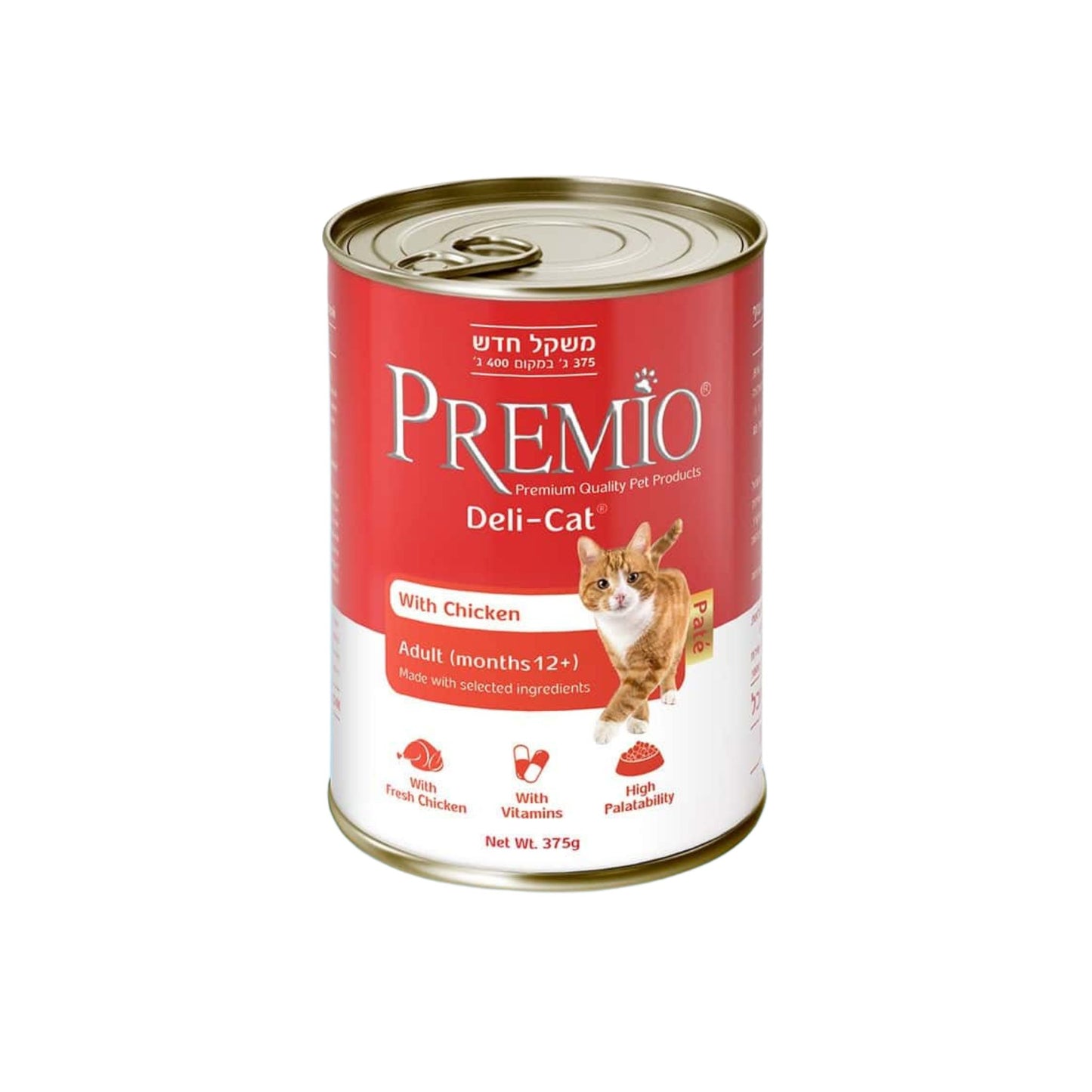 Premio פרמיו דלי קט שימור לחתולים בוגרים עם עוף פטה 375 גרם