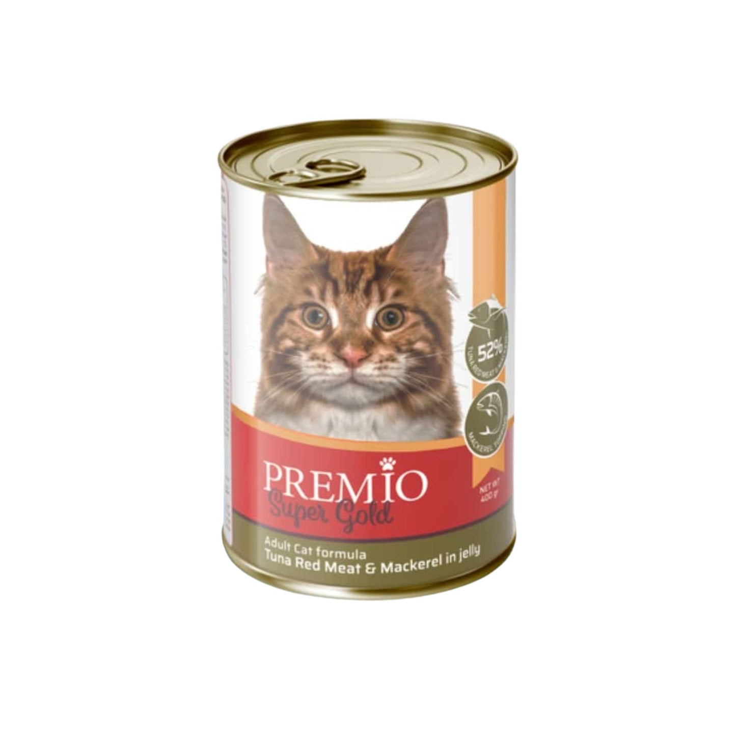 Premio פרמיו סופר גולד שימור לחתולים טונה אדומה ומקרל בג׳לי 400 גרם