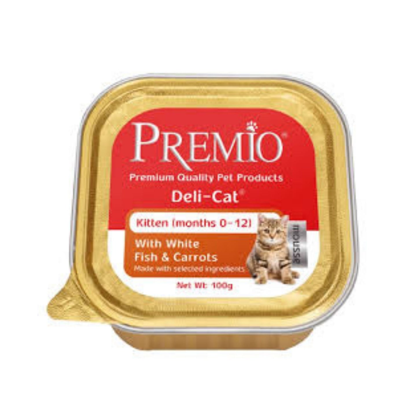 Premio פרמיו מעדן מוס לגורי חתולים עם דג לבן וגזר 100 גרם