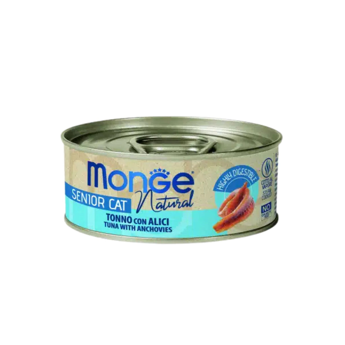 Monge מונג נאטורל מעדן טונה ואנשובי לחתולים מבוגרים סניור 80 גרם