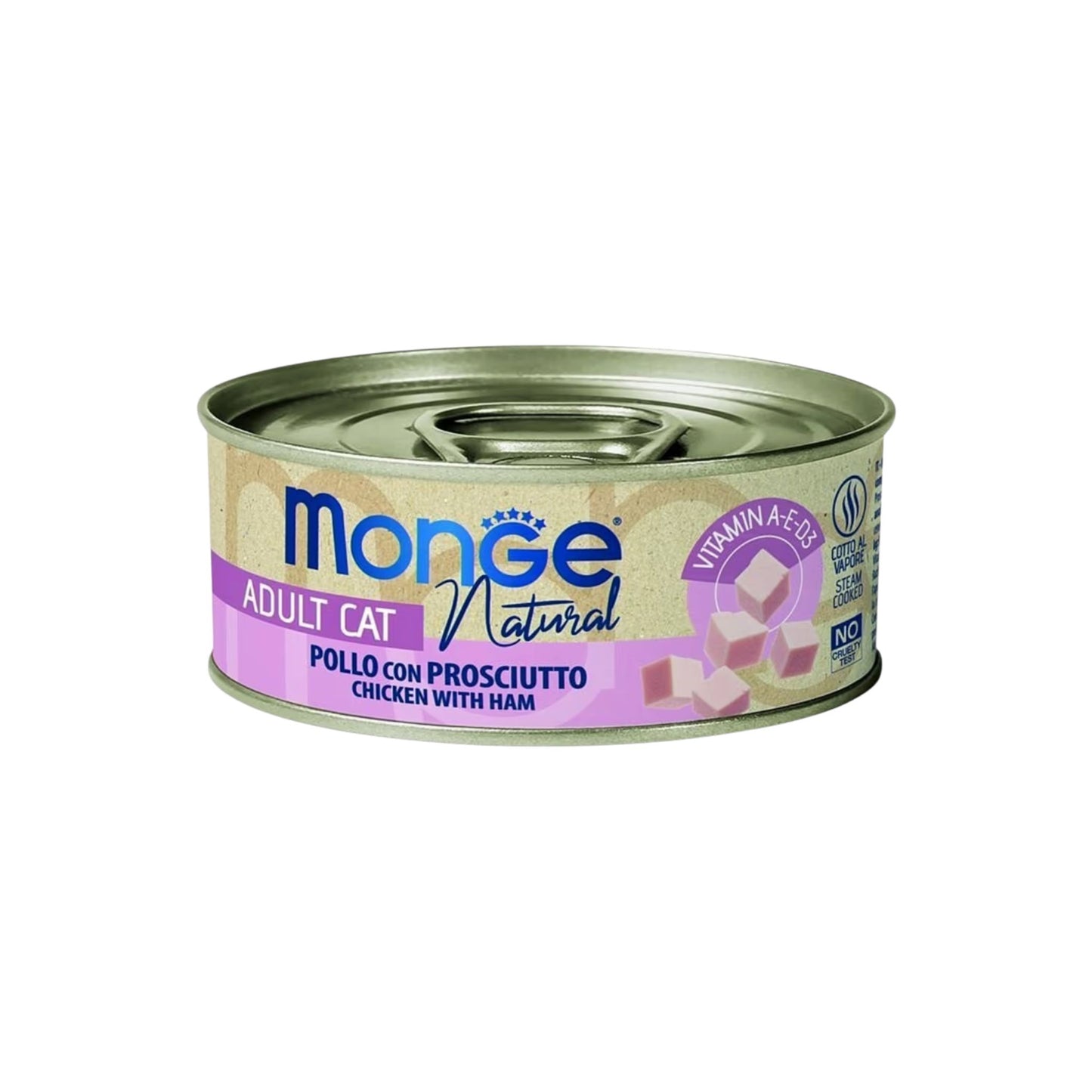 Monge מונג נאטורל מעדן עוף ושינקן לחתולים בוגרים 80 גרם