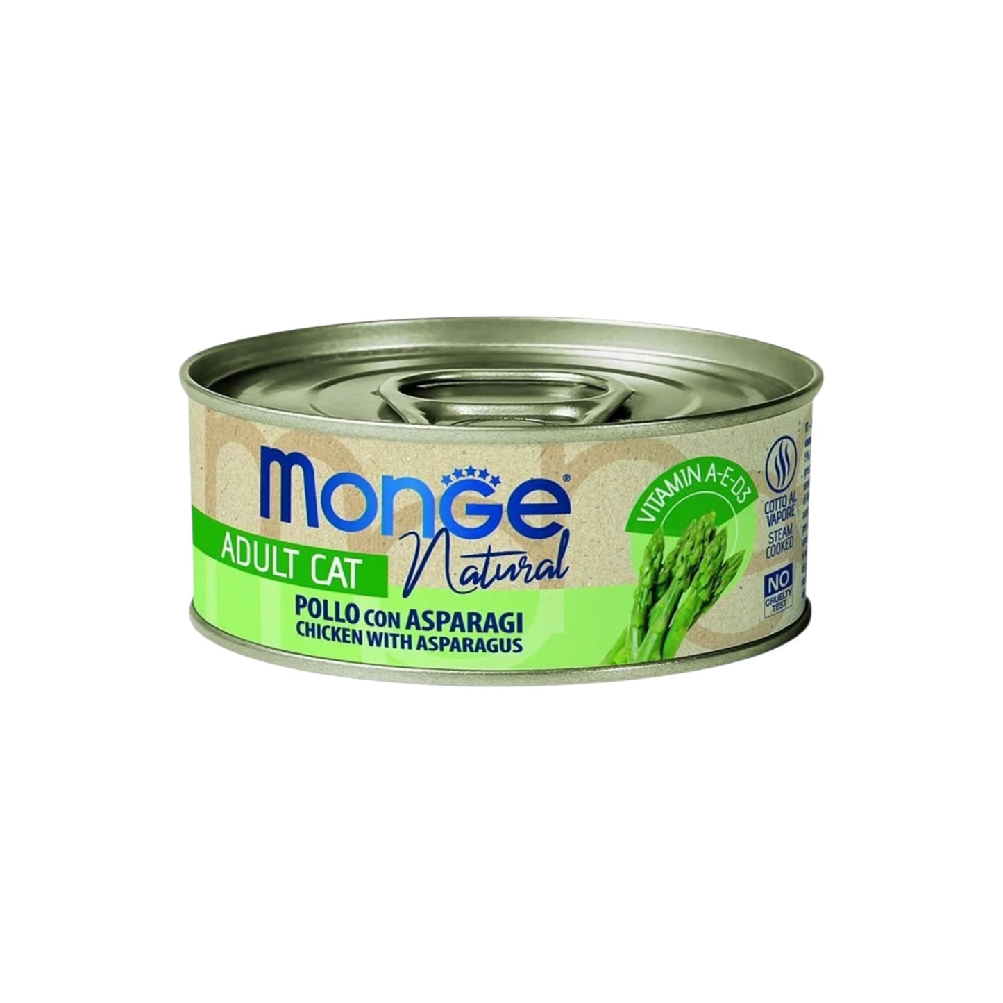 Monge מונג נאטורל מעדן עוף ואספרגוס לחתולים בוגרים 80 גרם