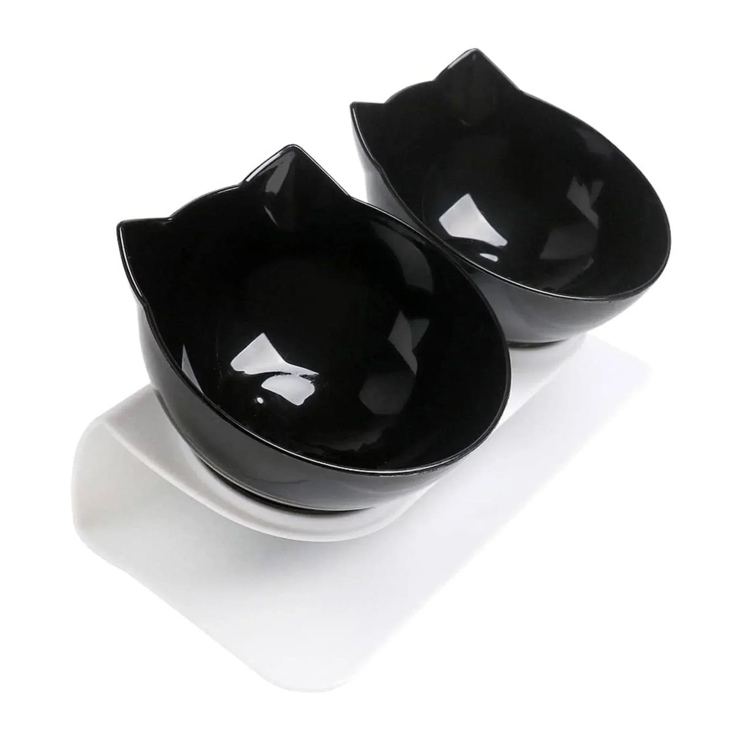 קערות אוכל ומים מוגבהות לחתולים ולכלבים צבע שחור