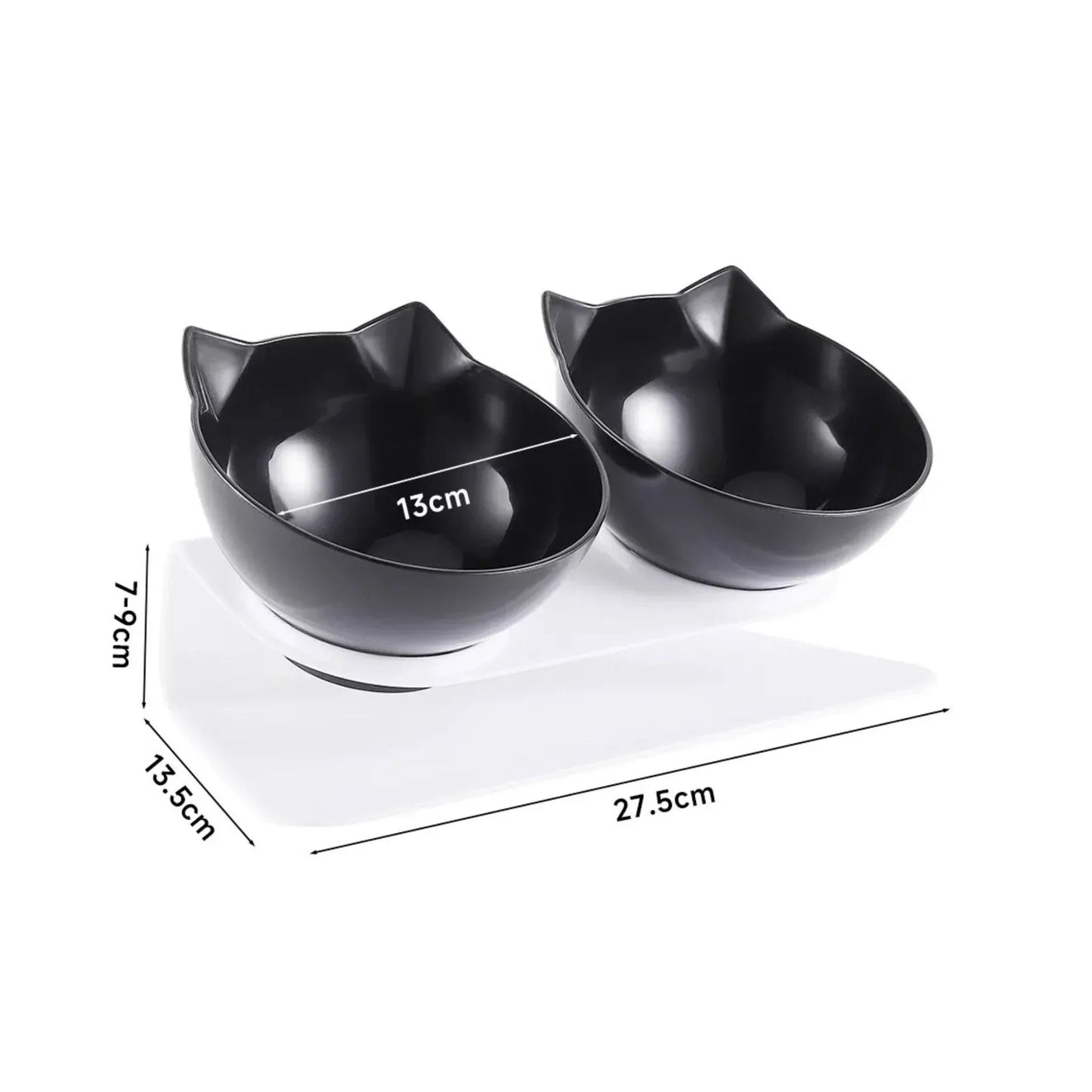 קערות אוכל ומים מוגבהות לחתולים ולכלבים צבע שחור