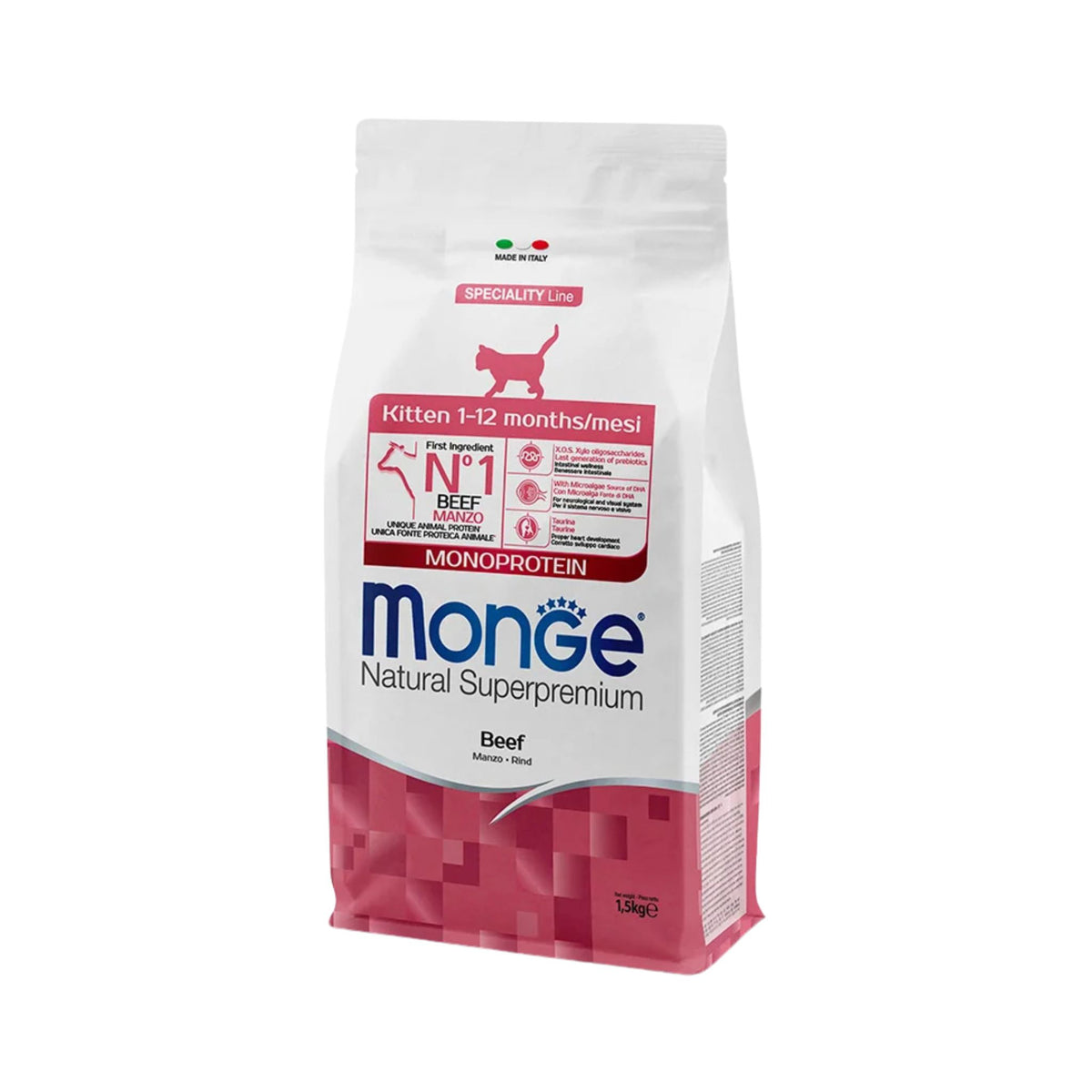 Monge מונג׳ מזון יבש לגורי חתולים קיטן בטעם בקר 1.5 ק״ג