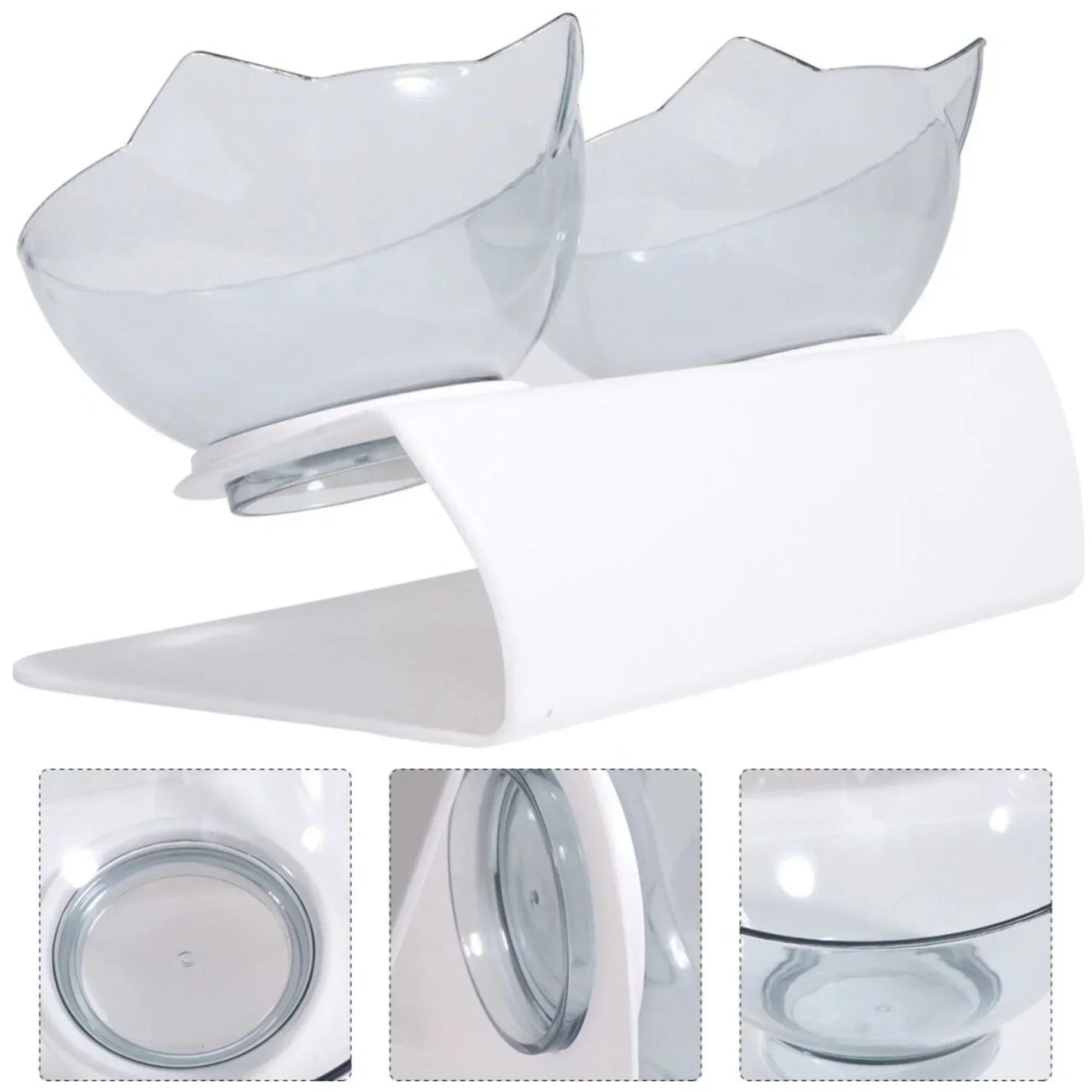 קערות אוכל ומים מוגבהות לחתולים ולכלבים צבע שחור