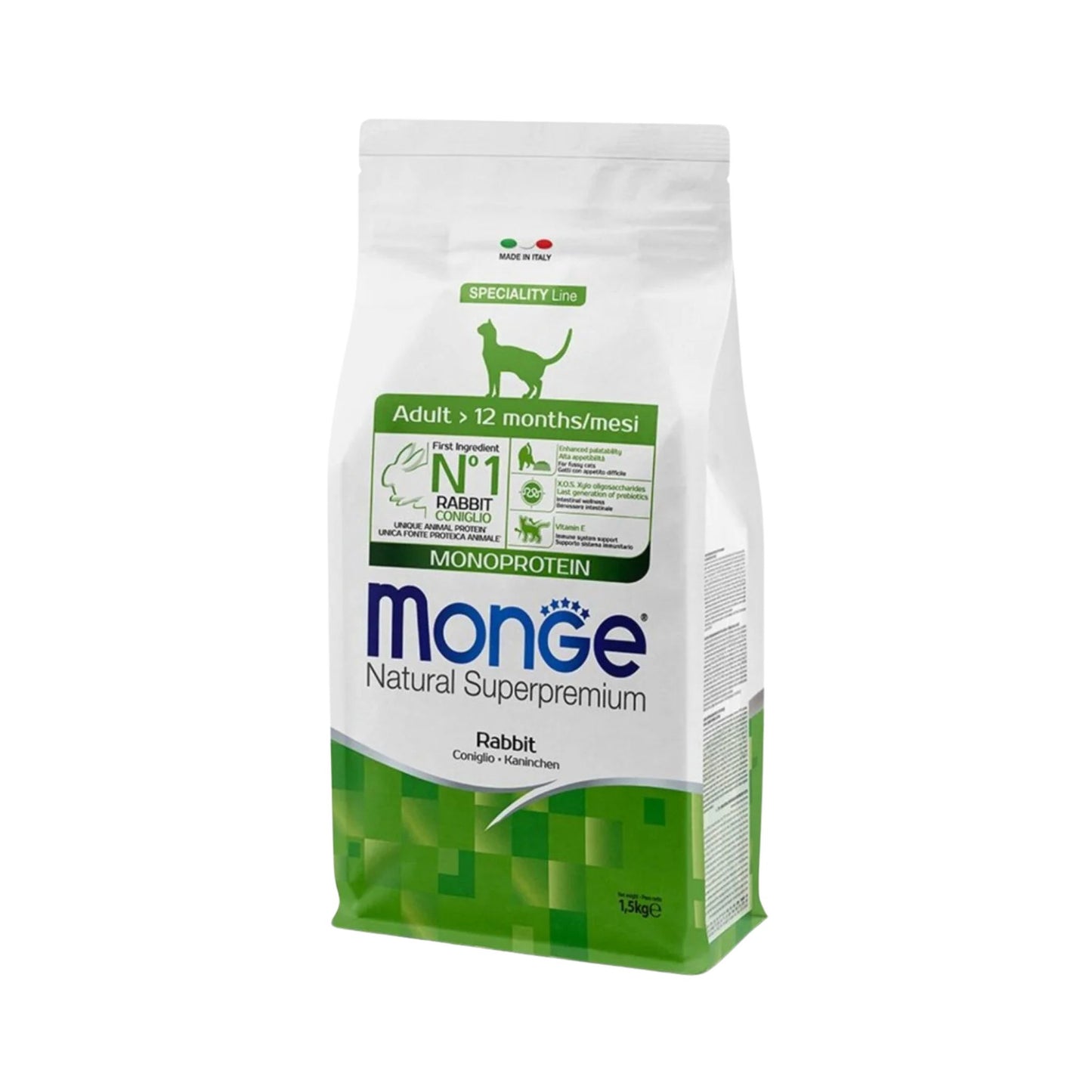 Monge מונג׳ מזון יבש לחתולים בוגרים בטעם ארנב 1.5 ק״ג