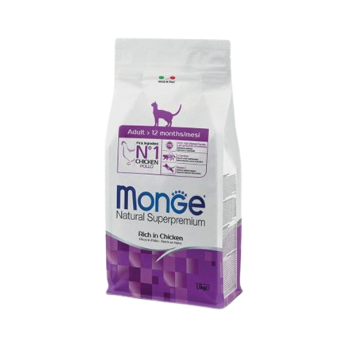 Monge מונג׳ מזון יבש לחתולים בוגרים בטעם עוף 1.5 ק״ג